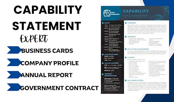 Gig Preview - Do professional capability statement,  proposal annual report