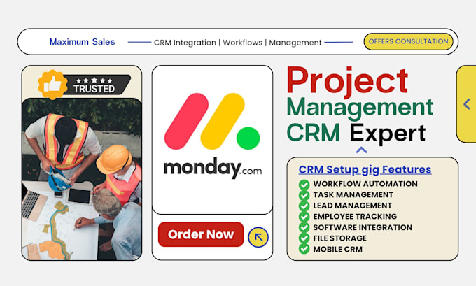 Gig Preview - Setup project management crm monday asana airtable agile crm workflow automation