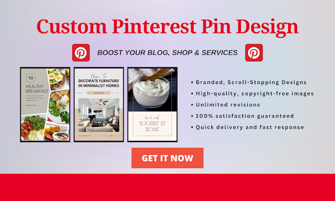 Gig Preview - Create custom pinterest pins for your blog, business, or service