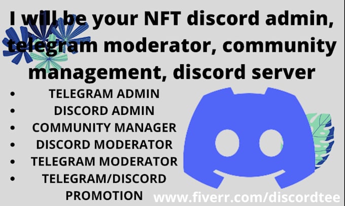 Gig Preview - Be your nft discord moderator, telegram admin, chatter, community manager