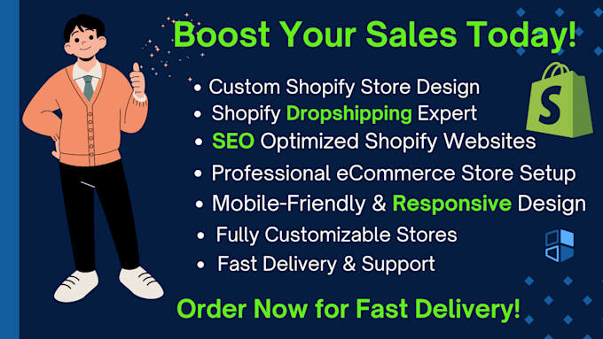 Gig Preview - Design a shopify dropshipping store with SEO to boost sales