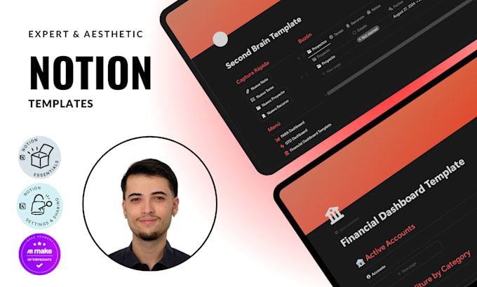 Bestseller - design advanced custom aesthetic notion templates pages from notion expert