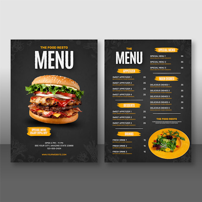 Gig Preview - Design food menu, restaurant menu flyer and posters professionally with in 4hour