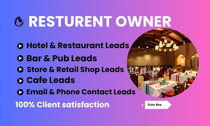 Gig Preview - Find hotel, restaurant, cafe and shop owner leads any targeted location