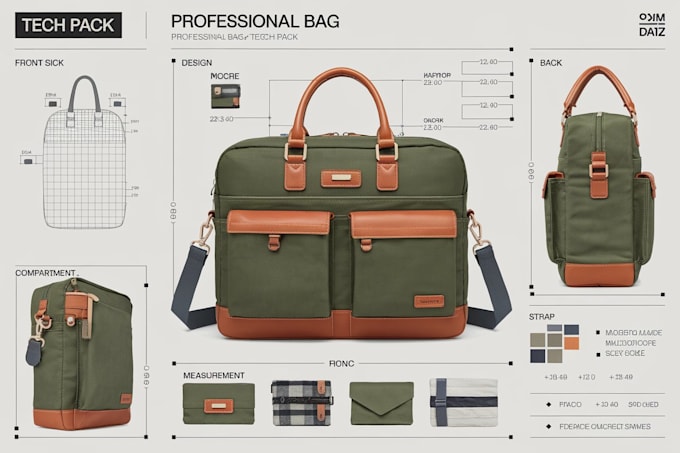 Gig Preview - Create a fashion tech pack bag design backpack, handbag, tote bag in 24 hours