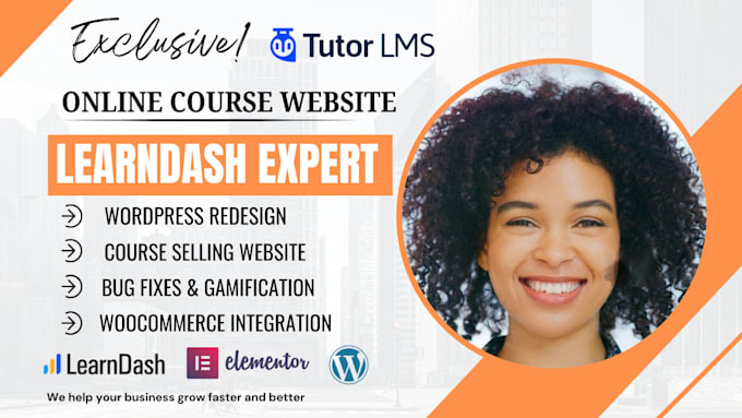 Gig Preview - Design elearning wordpress website woocommerce learndash tutor lms online course