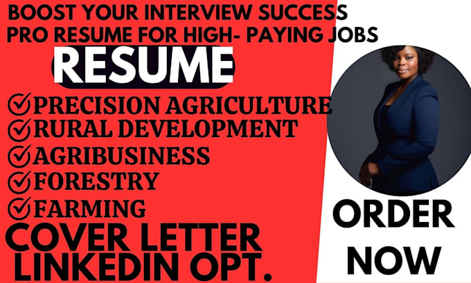 Gig Preview - Do agricultural engineer cv, food soil scientist, farm manager, agronomy resume