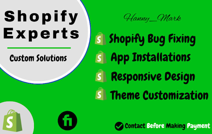 Gig Preview - Fix bug, shopify bug fixing, shopify errors, integrate third party apps shopify