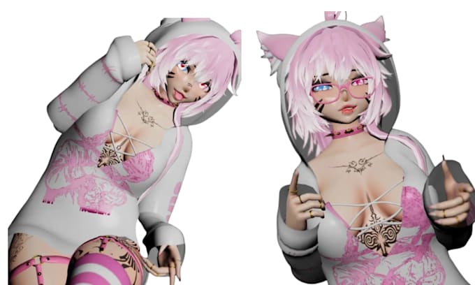 Gig Preview - Do custom 3d vrchat avatar, furry avatar, vrc avatar, vtuber, vr character nsfw