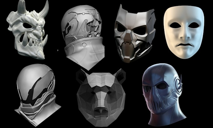 Gig Preview - 3d sculpt printable 3d mask halloween mask 3d helmet cyberpunk mask cosplay mask