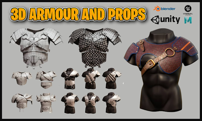 Gig Preview - Design cosplay model 3d armor 3d weapon wearable cosplay prop for 3d printing