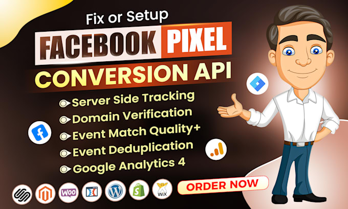 Gig Preview - Setup meta facebook pixel shopify, conversion API, google analytics 4, fix pixel