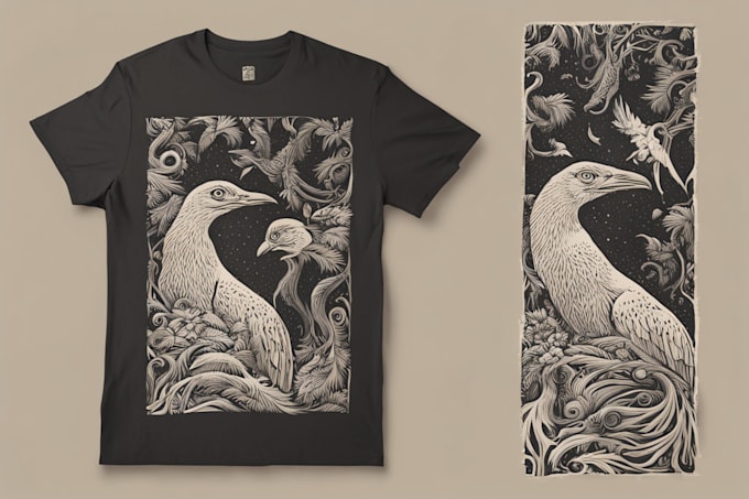 Gig Preview - Create animal linocut tshirt design for brands