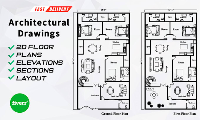 Bestseller - draw architectural 2d floor plan in autocad