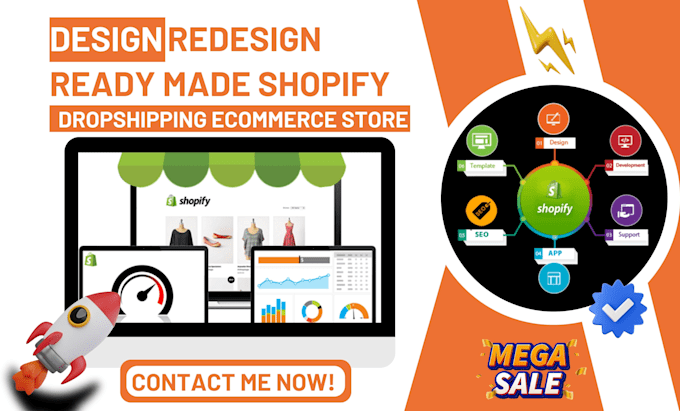 Gig Preview - Fix design redesign readymade shopify dropshipping store shopify ecommerce store