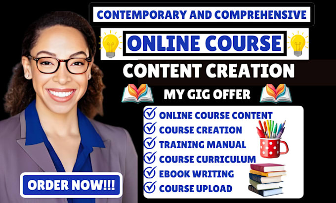 Gig Preview - Create online course content course creation training manual lesson plan ppt