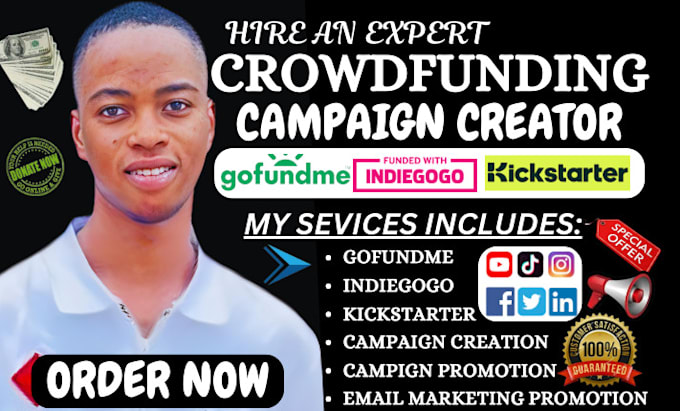 Gig Preview - Crowdfunding campaign creation gofundme crowdfunding campaign promotion equity