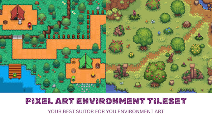 Gig Preview - Do pixel art background, pixel animation, rpg game environment, top down tileset