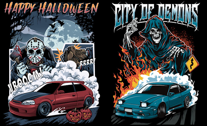 Gig Preview - Create car automotive illustration for your apparel merchandise