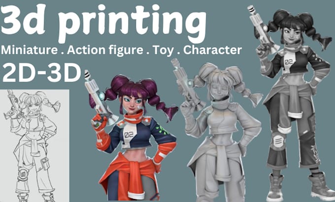 Gig Preview - Convert your 2d art into 3d character model perfect reedy for  3d printing