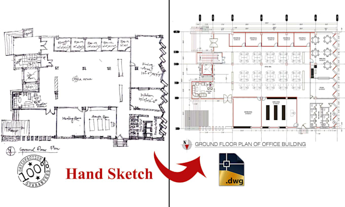 Gig Preview - Convert pdf, image, blue print, hand sketch to auto cad