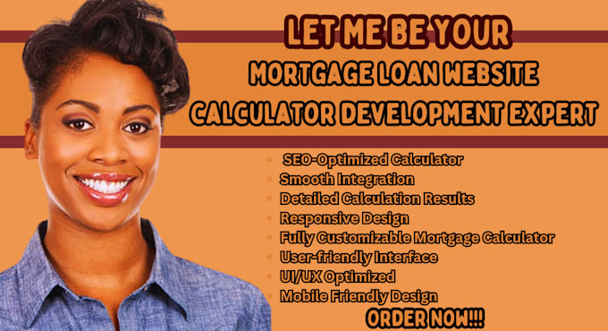 Gig Preview - Mortgage loan calculator website usda, fha, va, purchase loan website calculator