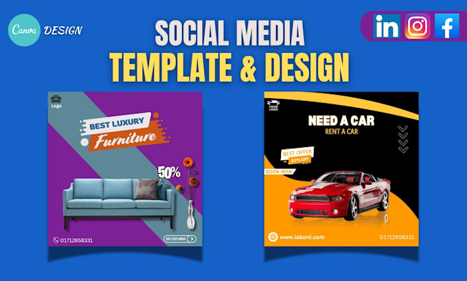 Gig Preview - Make social media posts and ads canva templates