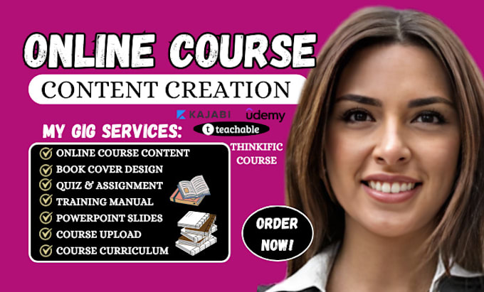 Gig Preview - Create online course content course creation training manual course curriculum