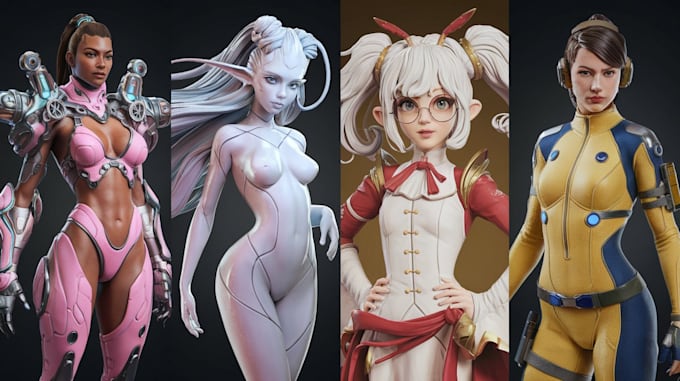 Gig Preview - Create character design 3d model game assets art props items icons for rpg game