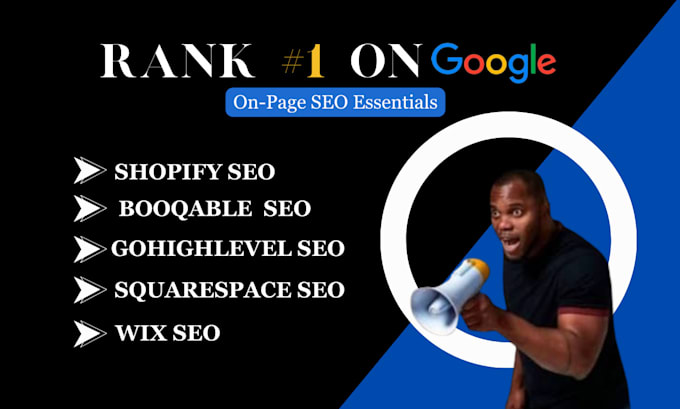 Gig Preview - Set up seo for google rank on gohighlevel shopify wix squarespace booquable web