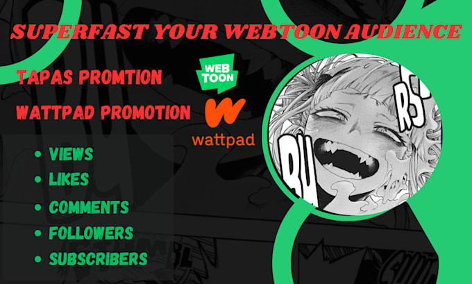 Gig Preview - Do organic webcomic promotion, webtoon, tapas, comic, manga promotion