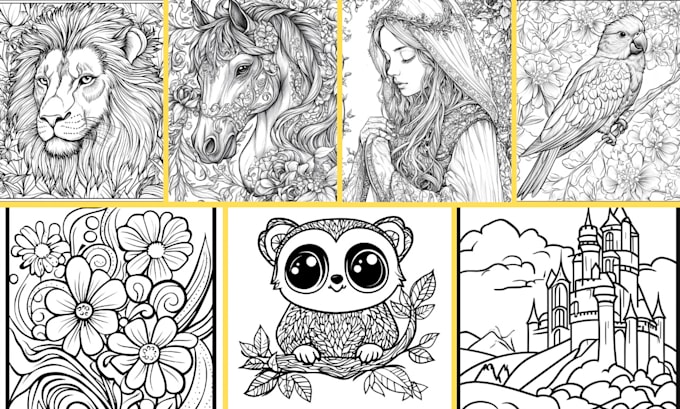 Gig Preview - Creating custom coloring pages for children and adults using midjourney