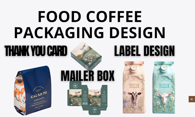 Gig Preview - Do food coffee product packaging design with mailer box label design