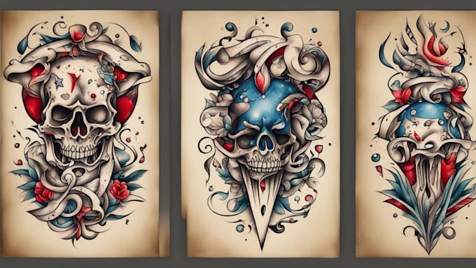 Gig Preview - Draw custom american traditional tattoo design for you