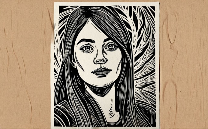 Gig Preview - Draw a custom digital art portrait in linocut style