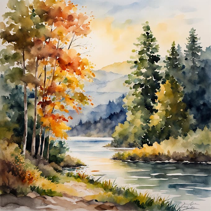 Gig Preview - Create a landscape digital watercolor painting