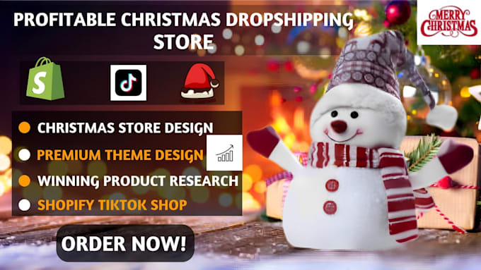 Gig Preview - Build christmas shopify dropshipping store, christmas shopify store, tiktok shop