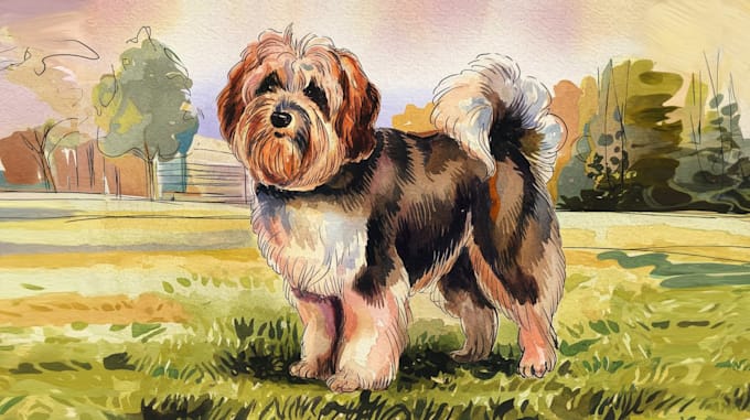 Gig Preview - Do a custom watercolor pet portrait painting