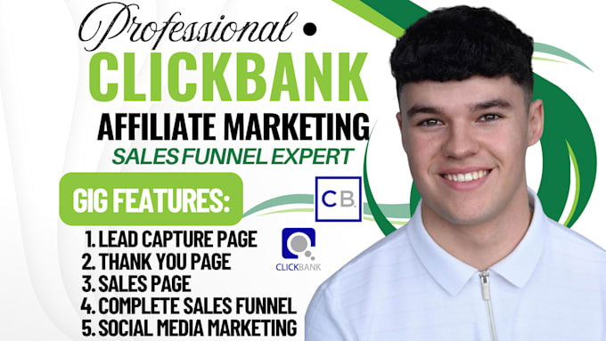 Gig Preview - Build clickbank affiliiate marketing sales funnels, clickbank landing page