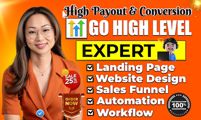 Gig Preview - Create gohighlevel sales funnel, gohighlevel website, go high level automation