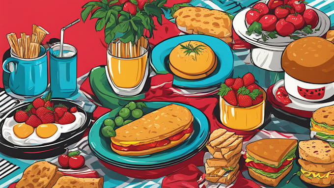 Gig Preview - Draw a illustration of food pop art