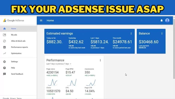 Gig Preview - Fix youtube google adsense issues and help you get adsense approval