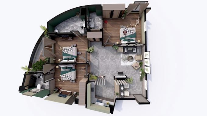 Gig Preview - Create 3d isometric floor plan, interior and exterior