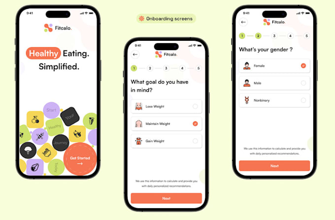 Gig Preview - Design develop fitness and calorie counter tracker app, figma uiux app design