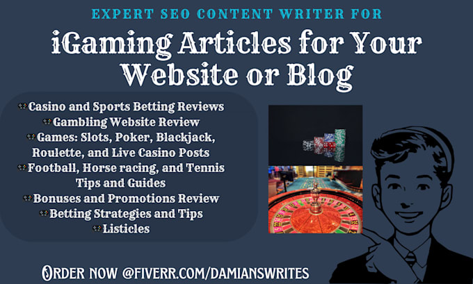 Gig Preview - Write SEO optimized igaming articles and blogs for your site