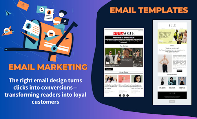 Gig Preview - Design custom mailchimp and klaviyo email templates to boost your business