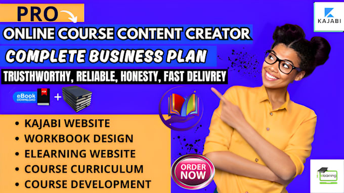 Gig Preview - Dynamically do fast online course creator, complete your business plan, ideally