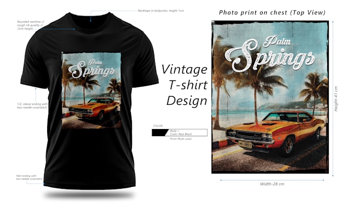 Gig Preview - Create unique custom vintage t shirt design and clothing