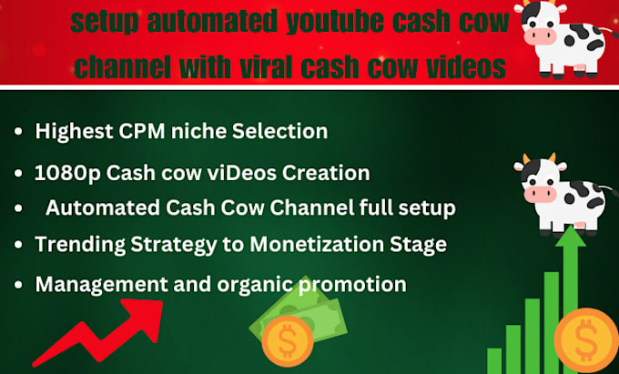 Gig Preview - Create cash cow faceless videos, cash cow channel cash cow youtube automation