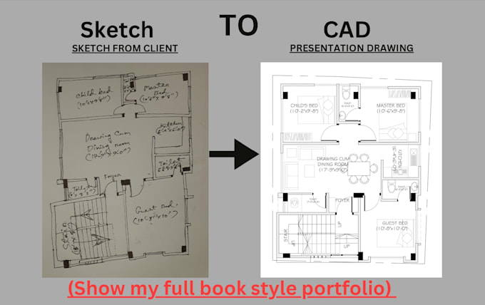 Gig Preview - Convert PDF or sketch into autocad drawings and blueprints